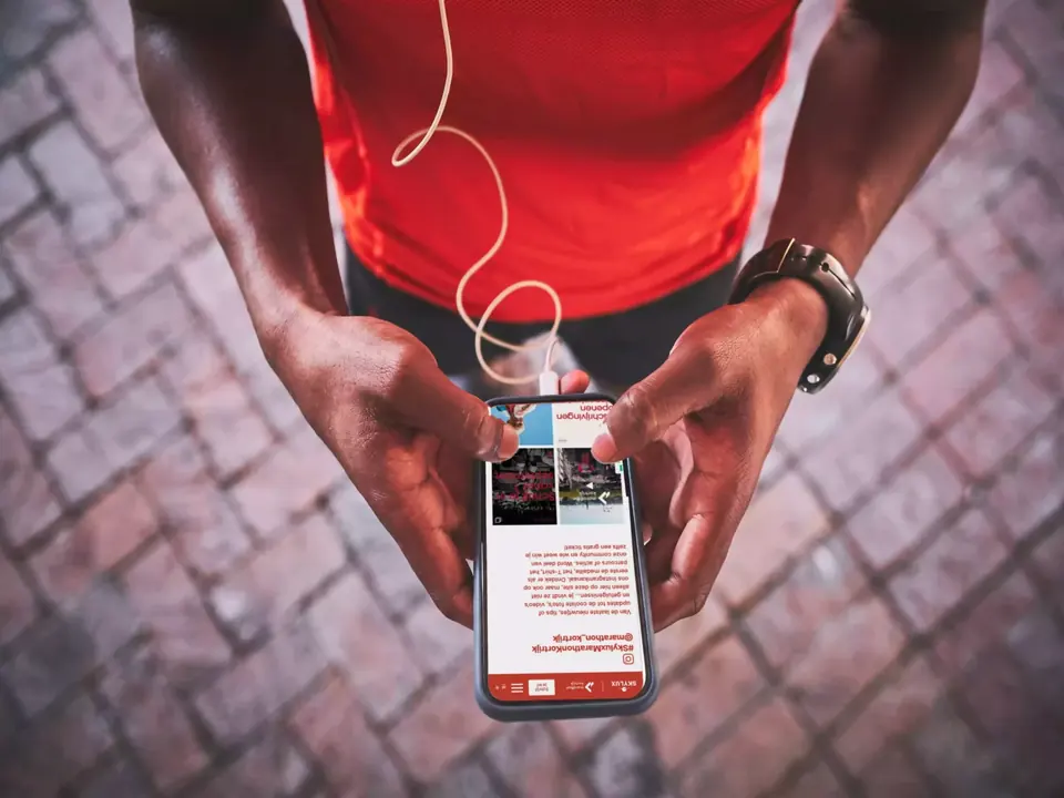 Marathon Kortrijk op een smartphone